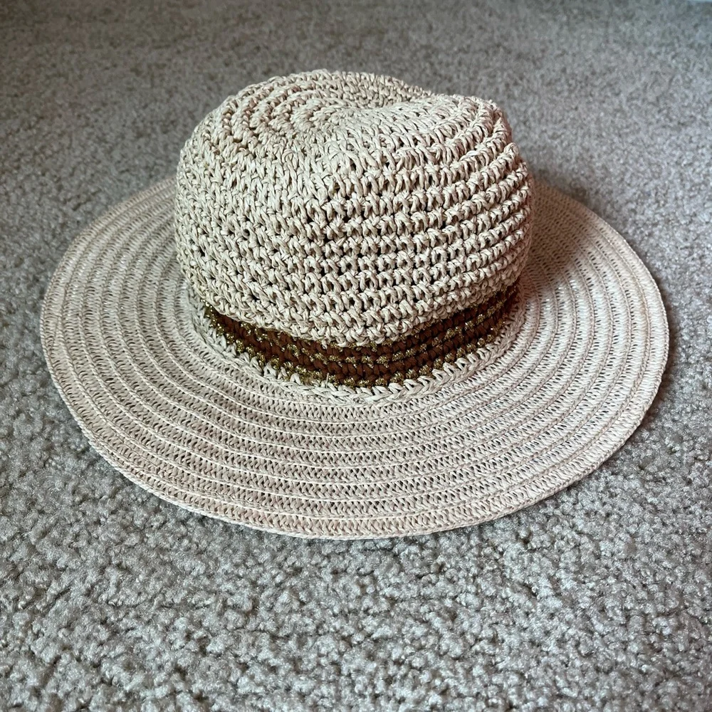 Straw Crochet Woven Sun Hat Panama Hat - beige brown